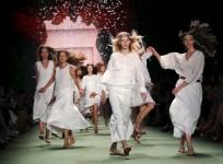 Models present a creation by fashion lable Marc Cain at Berlin Fashion Week Spring/Summer 2016