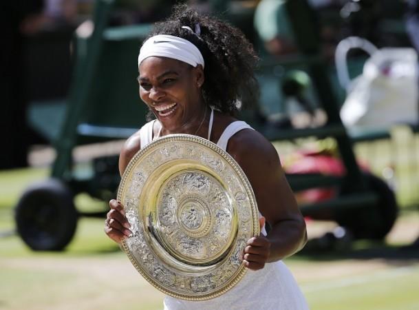 Serena Williams is a picture of joy after winning her sixth Wimbledon title Serena Williams Wimbledon 2015 Trophy