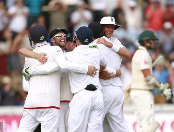 England players celebrate their win over Australia in the first Test of the Ashes Ashes England 1st Test