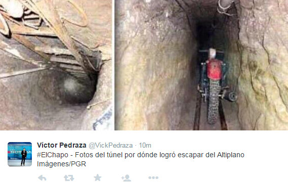 El Chapo used a bike to escape the prison through the tunnel. El Chapo used a bike to escape the prison.