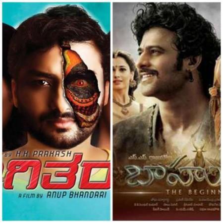 A collage of  'Rangi Taranga' Survives the 'Baahubali' Storm