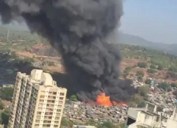 Massive fire in a slum area in Kandivali, Mumbai. Mumbai fire