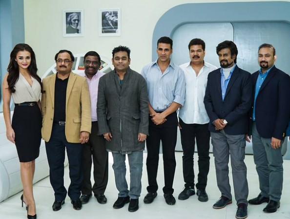 Rajinikanth, Shankar, Akshay Kumar,AR Rahman, Amy Jackson and others are in the picture. Enthiran 2 (Endhiran)