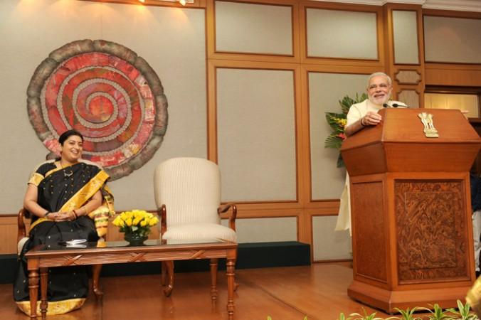 HRD minister Smriti Irani with PM Narendra Modi