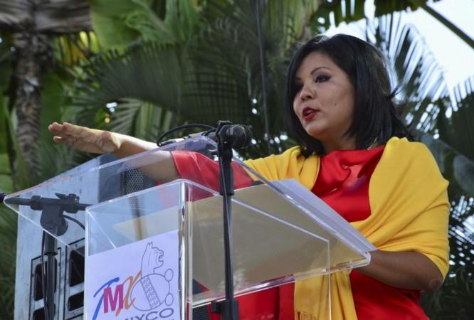 Gisela Mota, the Mexican Mayor was shot dead by a group of five assailants on Saturday. Picture: Gisela Mota new mayor of Temixco takes her oath of office during a swearing-in ceremony in Temixco, south of Mexico City on January 1, 2016. Mexican mayor Gisela Mota
