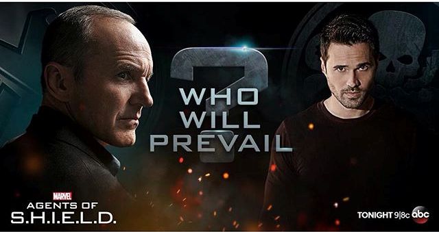 Clark Gregg as Phil Coulson (Left) and Brett Dalton as Grant Ward (Right)