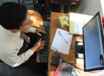 A student uses the Raspberry Pi setup