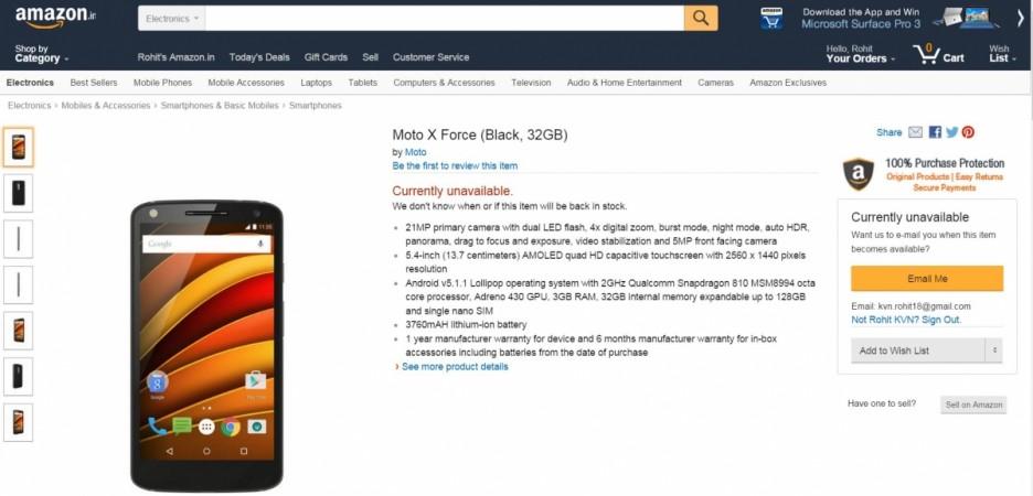 Moto X Force gets listed on Amazon India ahead of launch