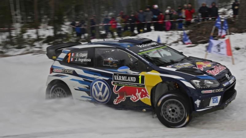 Sebastien Ogier driving VW Polo in Rally Sweden 2016