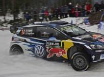 Sebastien Ogier driving VW Polo in Rally Sweden 2016