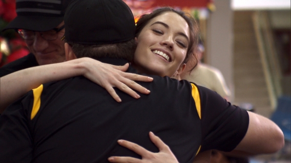 Blair Fowler and Brodie Smith share a brief romantic moment