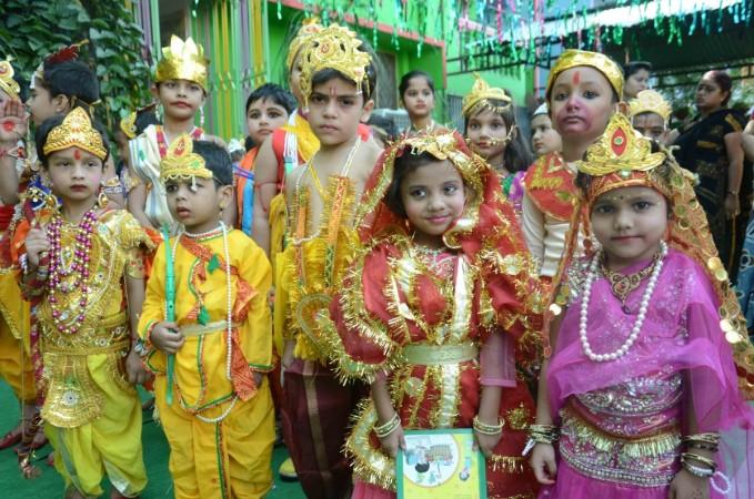 School childrens dress as Ramayan characters