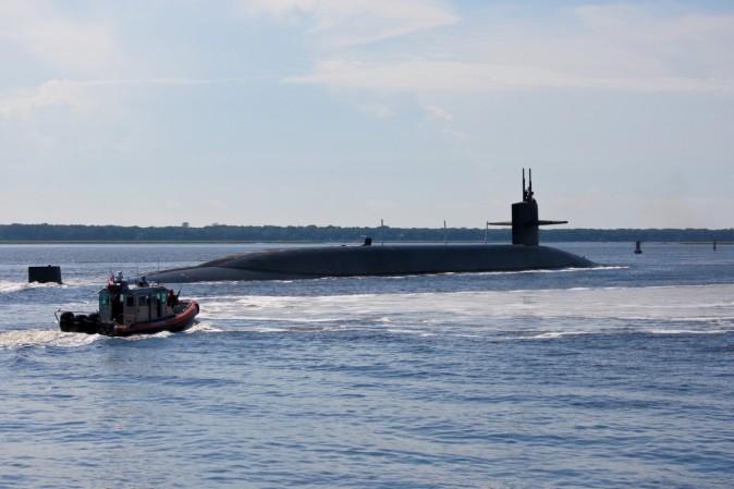 The U.S. Navy has conducted test-firing of Trident II D5. Picture: The Ohio-class ballistic-missile submarine USS Tennessee (SSBN 734) departs Naval Submarine Base Kings Bay to conduct routine operations, in Kings Bay, Georgia, July 22, 2014. Trident II D5