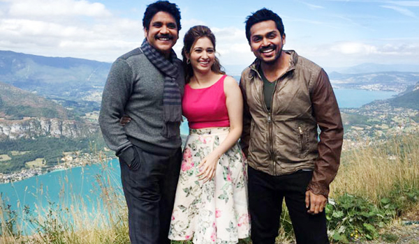 Tamannaah Bhatia with Nagarjuna and Karthi in Paris