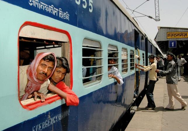 A passenger train arrives at the Daltangunj railway station near the eastern Indian city of Ranchi