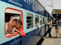 A passenger train arrives at the Daltangunj railway station near the eastern Indian city of Ranchi