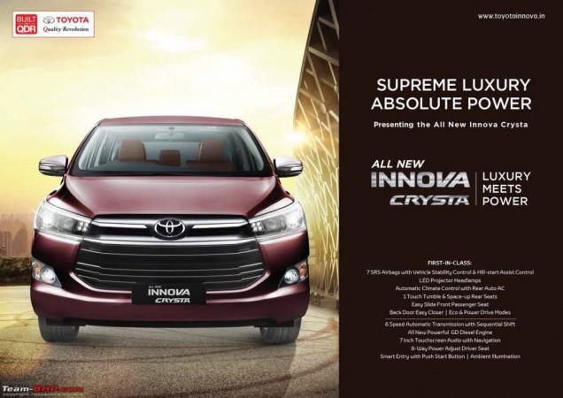 Toyota Innova Crysta is scheduled to be launched in India on 3 May