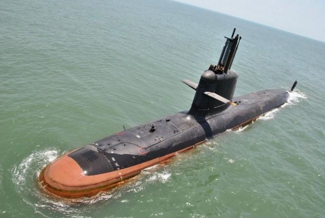 Pictured: INS Kalvari during sea trails. INS Kalvari