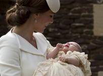 Princess Charlotte crying in the hands of her mother Kate Middleton ahead of her christening.