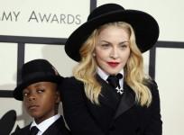 Madonna and her son, David Ritchie, arrive at the 56th annual Grammy Awards