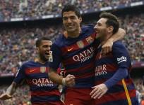 Dani Alves Luis Suarez Lionel Messi Barcelona
