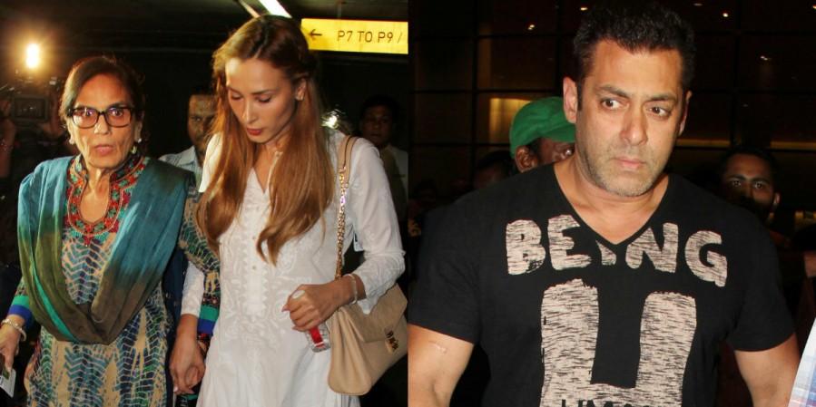 Salman Khan with Iulia Vantur and his mother Salma Khan at Mumbai airport