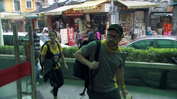 Ashley and Burnie navigating through Shenzhen, China