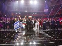 The ten winners from the second Semi-Final of Eurovision Song Contest 2016 gather on stage at the Globe Arena