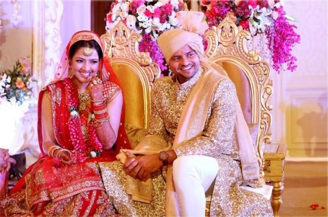 Indian cricketer Suresh Raina and his wife Priyanka are proud parents of a baby girl. Pictured: Suresh and his wife on their wedding day. Suresh Raina