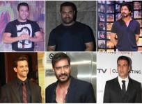 Clockwise: Salman Khan, Aamir Khan, Shah Rukh Khan, Akshay Kumar, Ajay Devgn, Hrithik Roshan