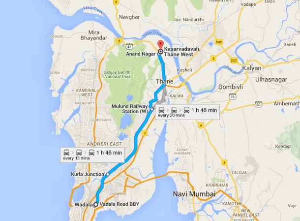 Google Map Image of Metro 4 - Wadala to Kasarvadavali