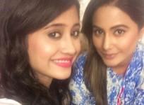 Shivangi Joshi hits a milestone. Pictured: "Yeh Rishta Kya Kehlata Hai" actresses Shivangi Joshi and Hina Khan