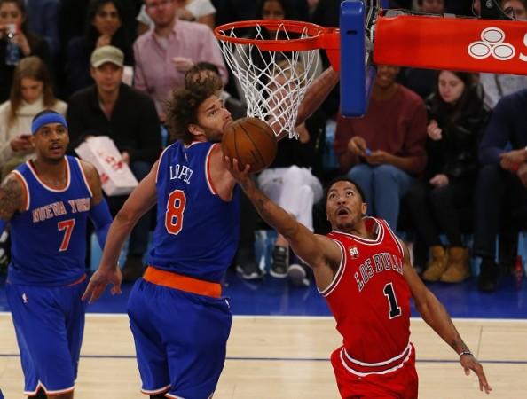Derrick Rose Robin Lopez Chicago Bulls New York Knicks