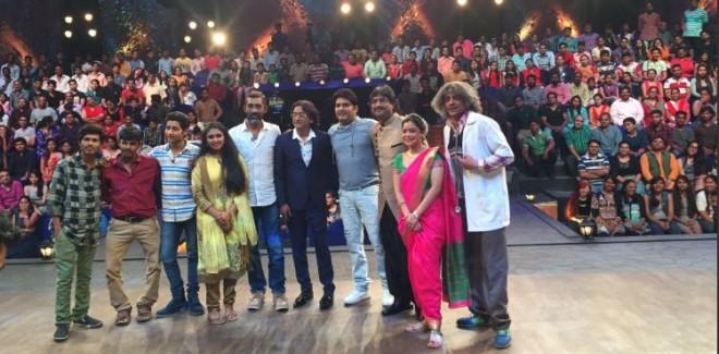 "The Kapil Sharma Show" episode featuring "Sairat" team scored the highest TRPs in the non-fiction category. Pictured: "Sairat" team on the sets of "The Kapil Sharma Show."