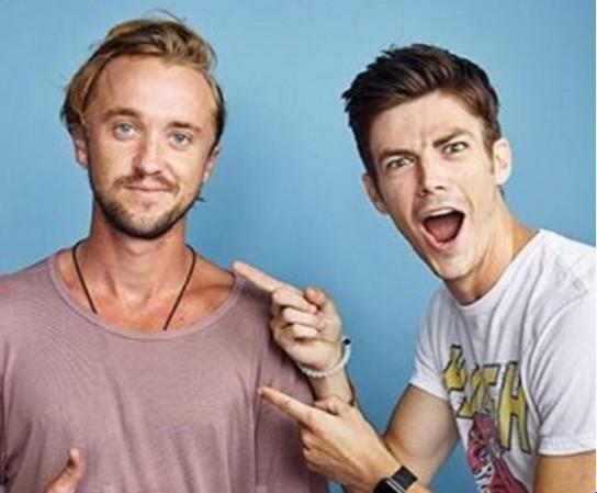 Pictured: Tom Felton and Grant Gustin Tom Felton and Grant Gustin