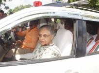 Congress Uttar Pradesh chief ministerial candidate Sheila Dikshit during a roadshow in Varanasi on Aug 2, 2016
