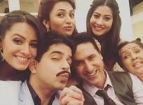 "Yeh Hai Mohabbatein" actors shoot crazy videos on sets. Pictured: "Yeh Hai Mohabbatein" actors Anita Hassanandani (on the left), Divyanka Tripathi, Raj Singh Arora and others.