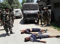 The alleged militants who were killed during an encounter with security personnel at Newa village in Jammu and Kashmir Pulwama district on June 30, 2016.