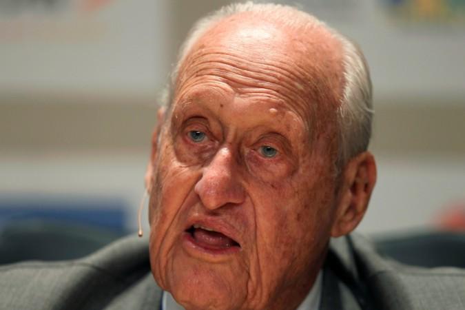 Former FIFA President Joao Havelange attends the Soccerex global convention at Copacabana beach in Rio de Janeiro, Nov. 22, 2010.