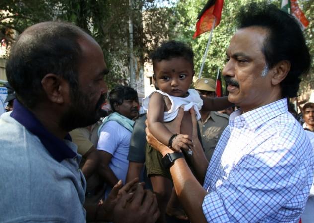 DMK treasurer MK Stalin during an election campaign ahead of Tamil Nadu Assembly polls in Chennai on May 12, 2016.