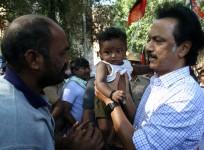 DMK treasurer MK Stalin during an election campaign ahead of Tamil Nadu Assembly polls in Chennai on May 12, 2016.