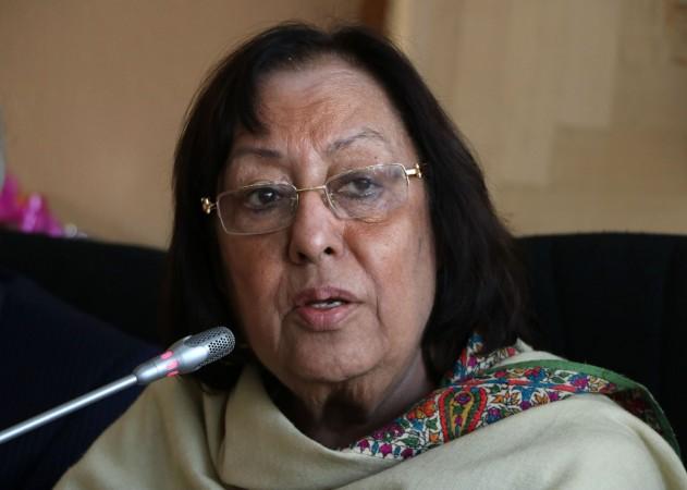 Union Minority Affairs Minister Najma Heptullah addresses a press conference in Srinagar, on Oct 12, 2015.
