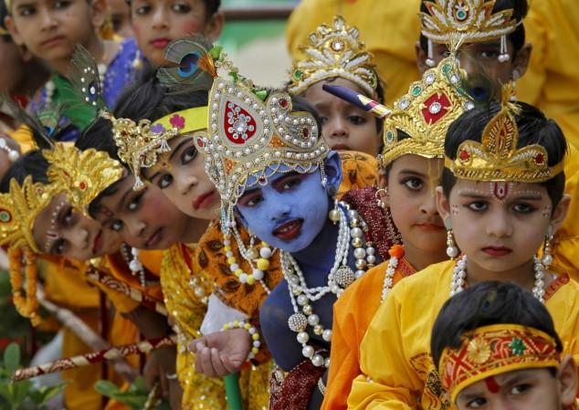 School children celebrating Krishna Janmashtami Krishna Janmashtami 2016
