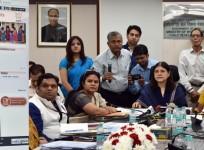 a composite photo shows Union Minister for Women and Child Development Maneka Gandhi launching the POCSO e-box in New Delhi on Aug. 26, 2016. Minister of State for Women and Child Development, Krishna Raj, Ministry Secretary Leena Nair and other dignitari