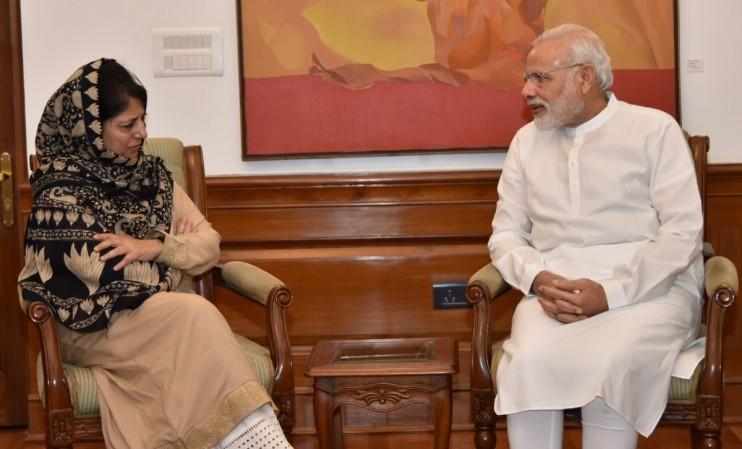 In picture: Jammu and Kashmir Chief Minister Mehbooba Mufti meets Prime Minister Narendra Modi in New Delhi on Aug. 27, 2016.