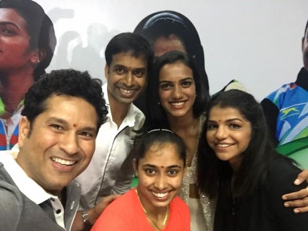 Sachin Tendulkar had clicked a selfie with some Rio 2016 stars and India badminton coach Pullela Gopichand.