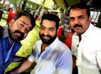 Mohanla, Koratala Siva and Junior NTR on Janatha Garage set