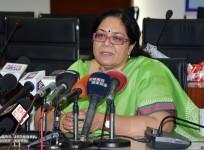 National Commission for Women (NCW) Chairperson Lalitha Kumaramangalam addresses a press conference in Guwahati on June 27, 2016.