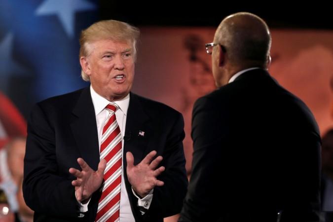 Republican presidential nominee Donald Trump speaks during the Commander in Chief Forum in Manhattan, New York, U.S., on Sept. 7, 2016.