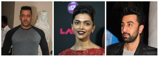 Salman Khan, Deepika Padukone and Ranbir Kapoor